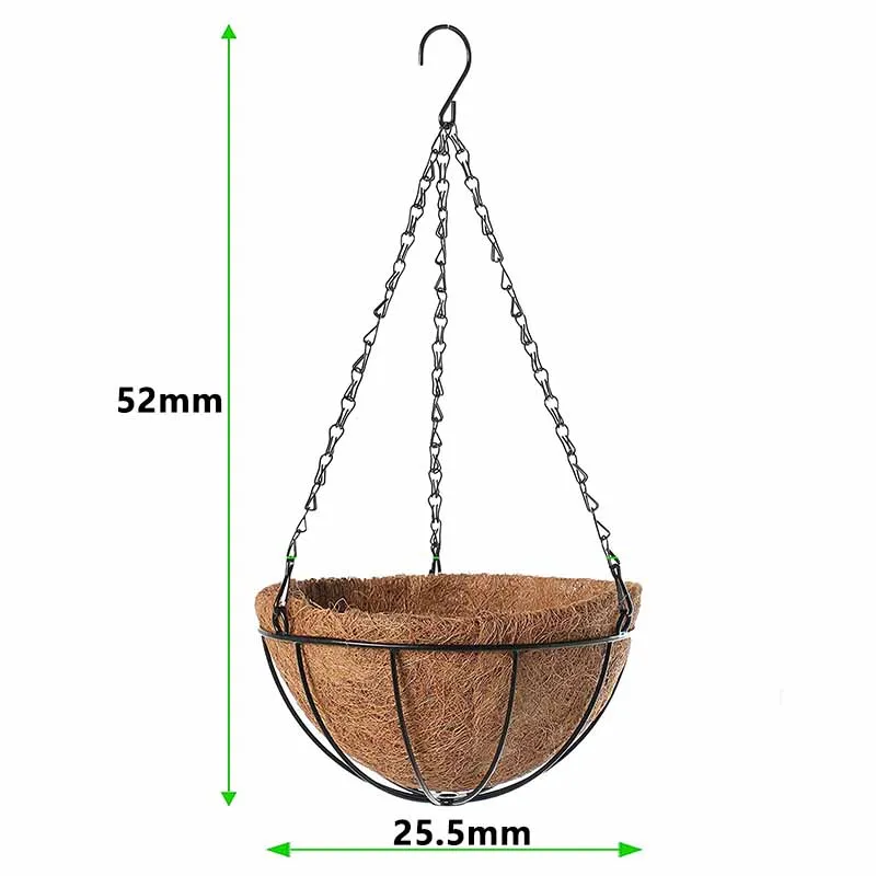 8/10 inch ronde draad plantenhouder metalen hangende mand kokosnoot voering planten bloementuin pot voor thuis balkon decoratie