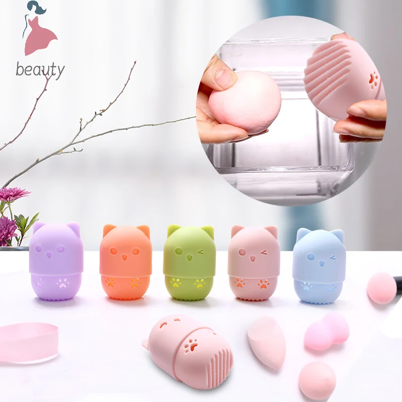 Soft Silicone Cosmetic Blender Sponge Box, Beauty Powder Puff Holder, Maquiagem Egg Secagem Case, Caixa portátil