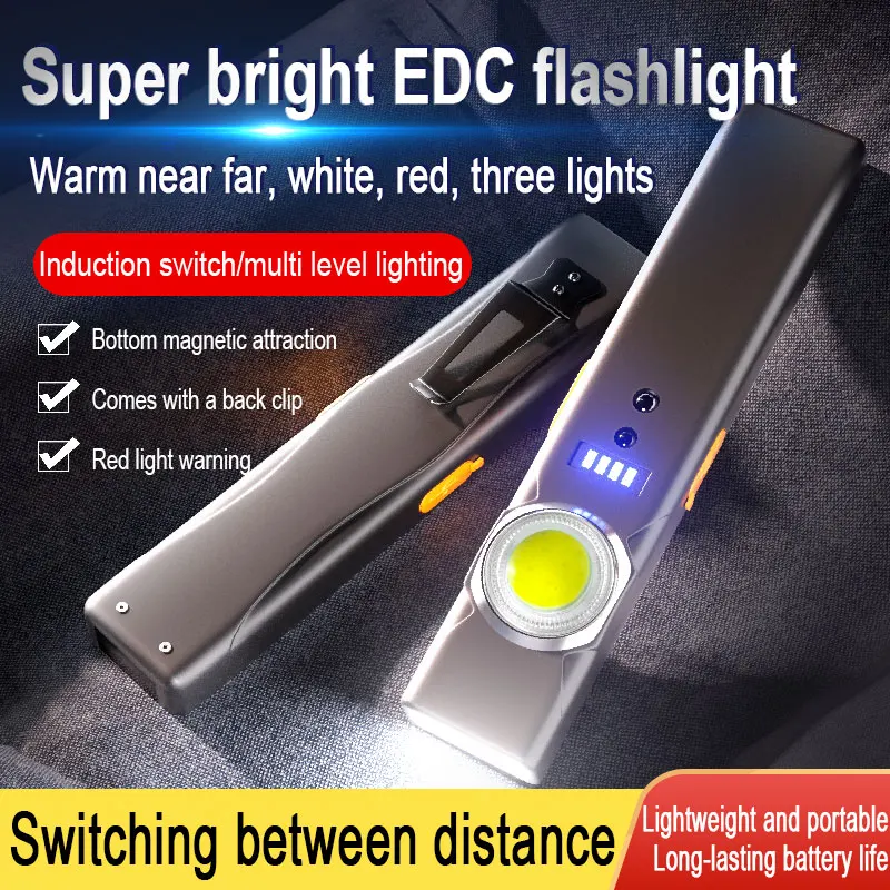Rechargeable Sensor Flashlight Pocket Light for Camping Work Repair Outdoor Small Mini Cob Light Magnets Lightweight  Waterproof