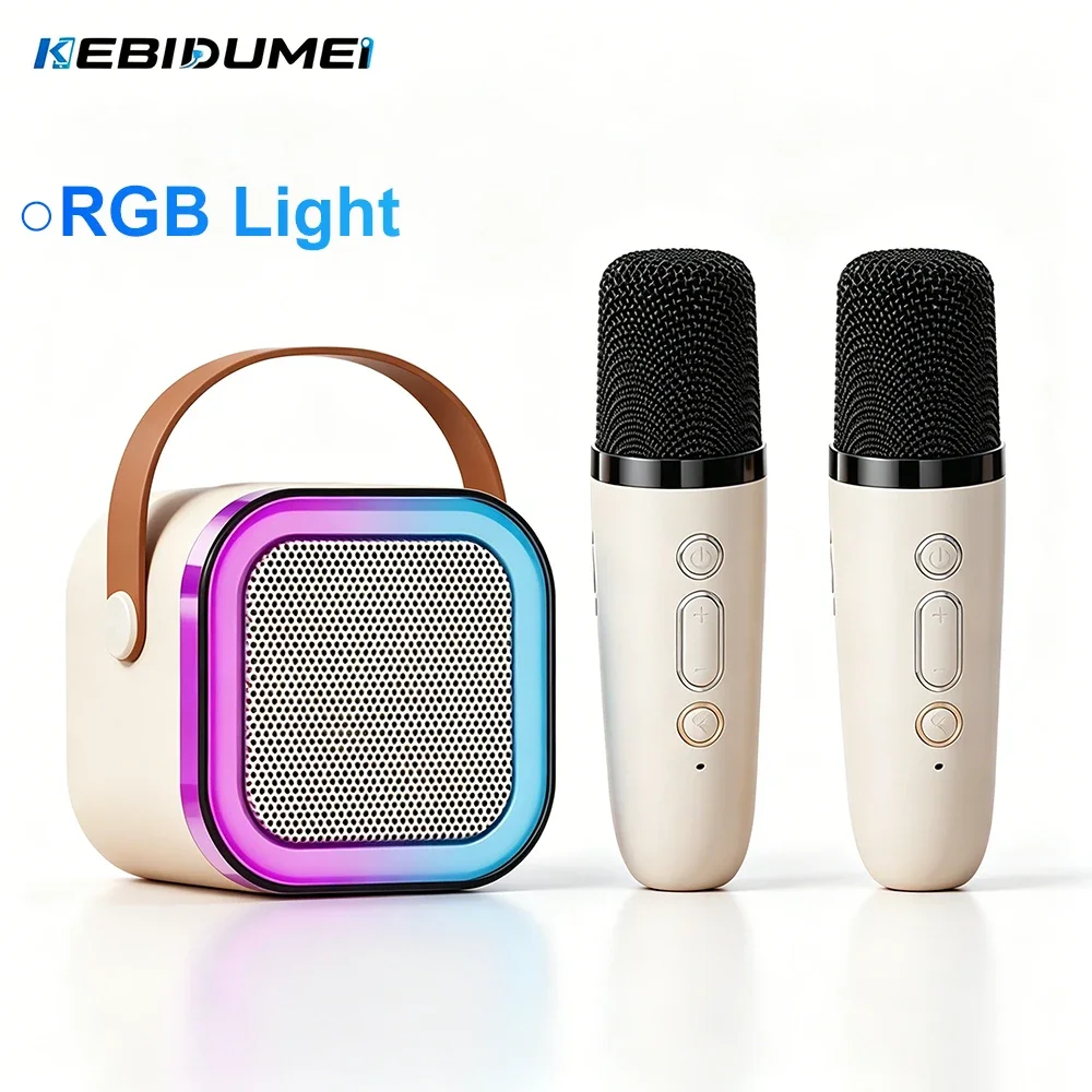 KEBIDUMIEI Bluetooth 5.3 Speaker RGB Colorful Speaker with Microphone for KTV Karaoke Wireless Microphones For Birthday Parties