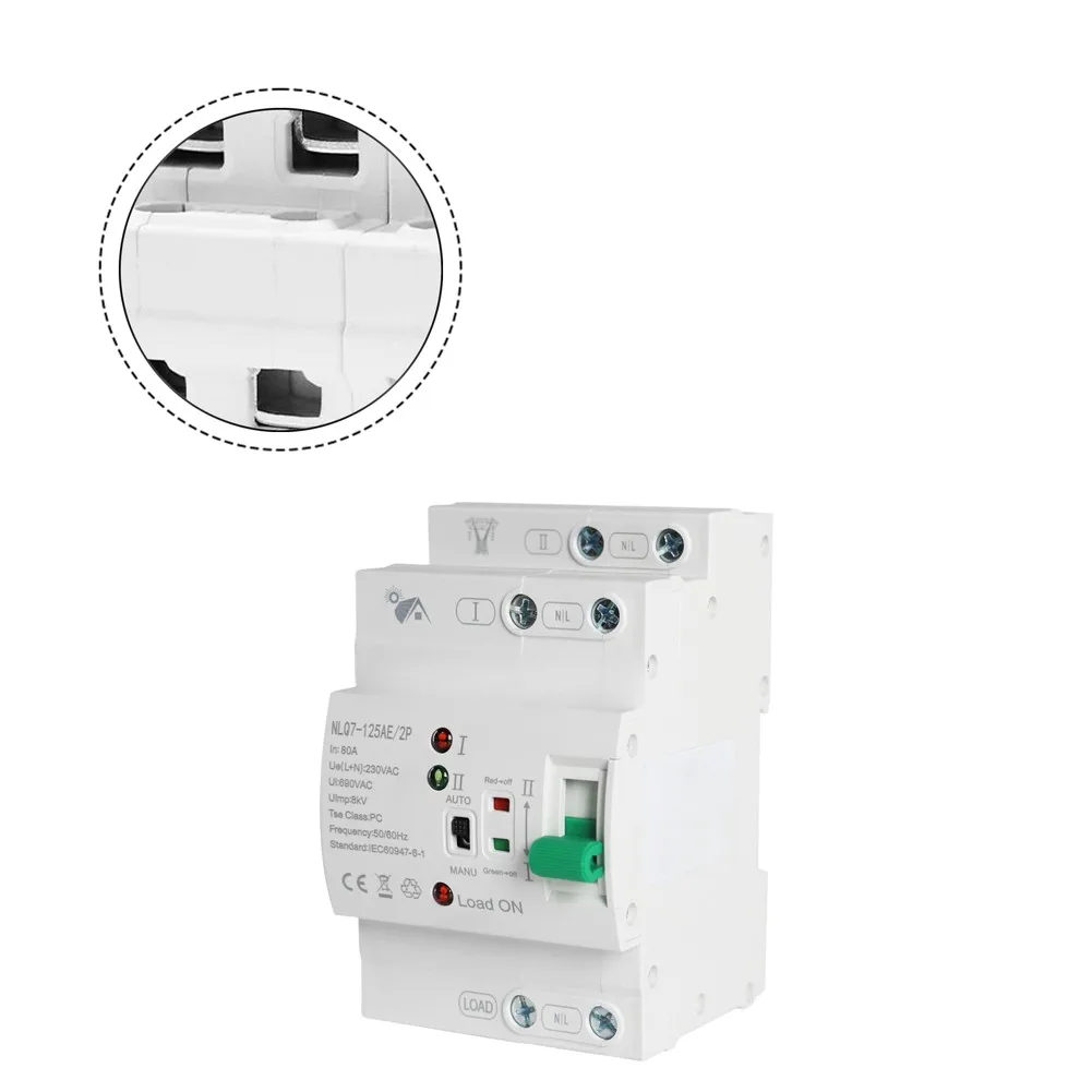 Automatic Transfer Switch 2P AC220V for Photovoltaic Inverters with Fast Transition Between Primary and Secondary Sources