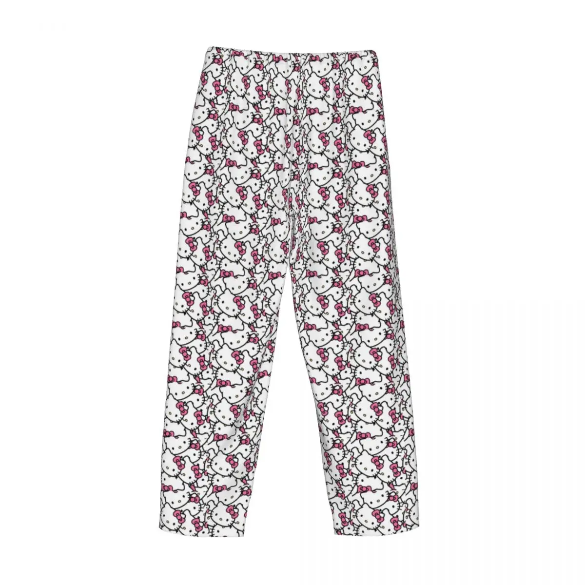 Custom Printed Men Hello Kitty Pajama Pants Cartoon Sleepwear Sleep Lounge Bottoms with Pockets