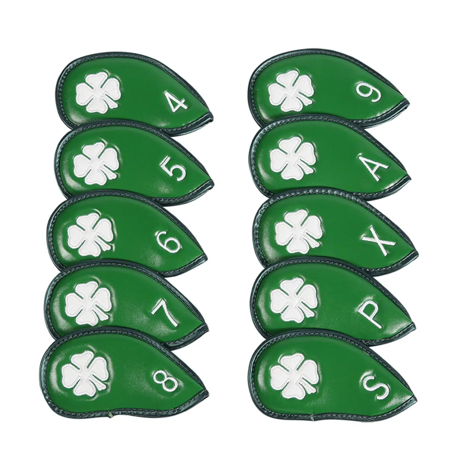 10Pcs Golf Iron Headcovers, Premium PU Leather Golf Club Head Cover, Waterproof Sticky Closure Golf Club Covers, Golfer Gift