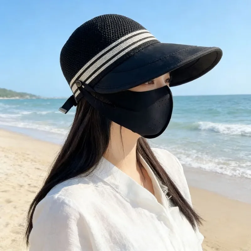 Summer Sun Hat Women Men UPF50+ UV Protection Foldable Mesh Baseball Cap Removable Face Mask Outdoor Fishing Hiking Caps