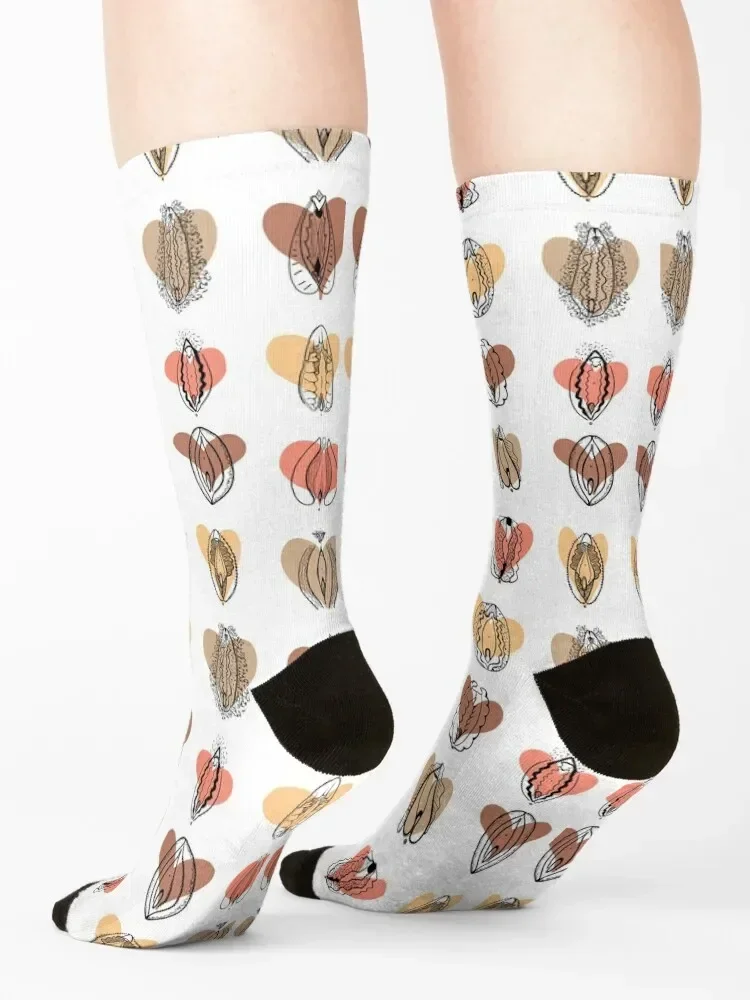 Love vulva diversity pink brown hearts Socks essential professional running crazy valentine gift ideas Women's Socks Men's