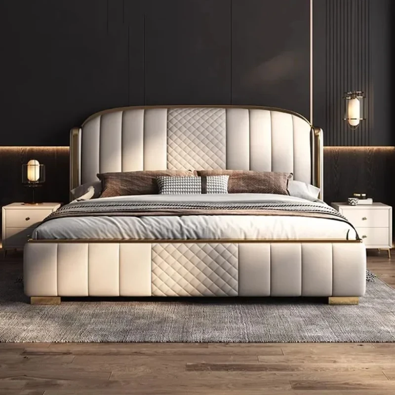 

Nordic Luxury Double Bed Frame Modern Home King High End Bed Frame Twin Aesthetic Letti Matrimoniali Furniture For Bedroom