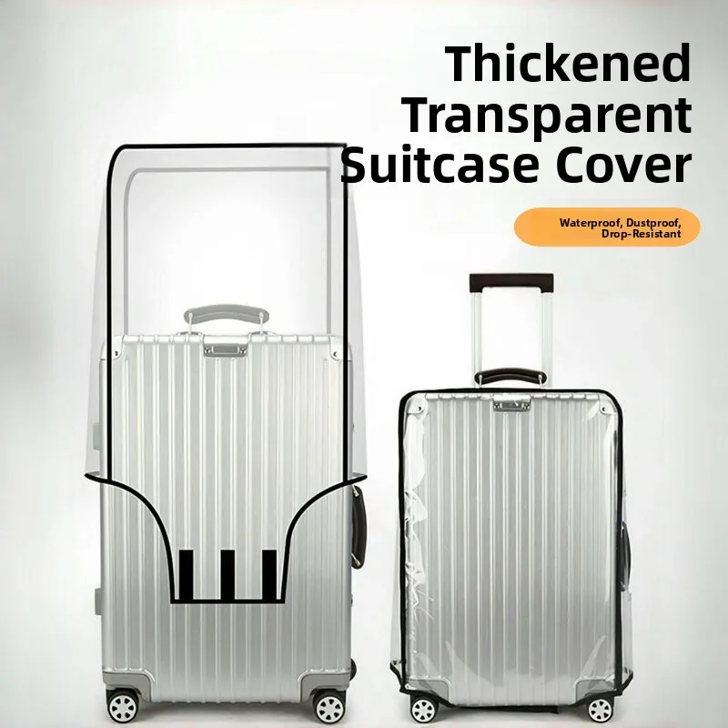 荷物用の厚みのある保護カバー、透明で耐摩耗性のある防塵スーツケースカバー、プルロッド付きトラベルバッグ用