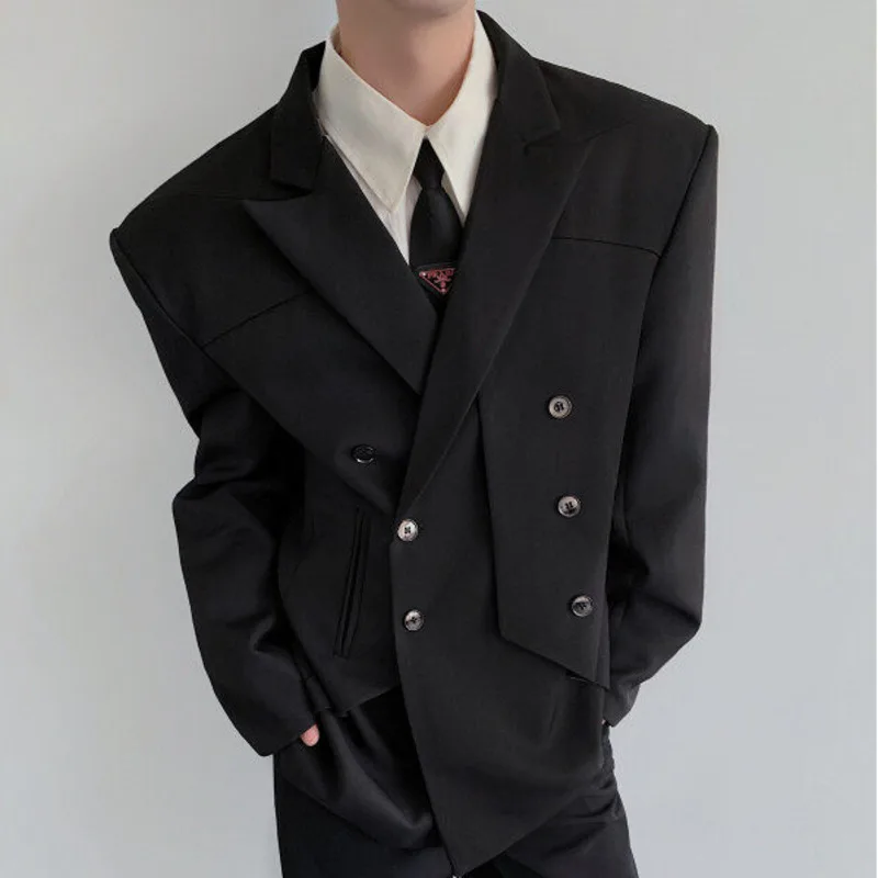 WTHT Fashion Men's Solid Color Deconstruction Long Slleves Blazer Coats Trendy Lapel Single-breasted Casual Jackets Male 2A0423