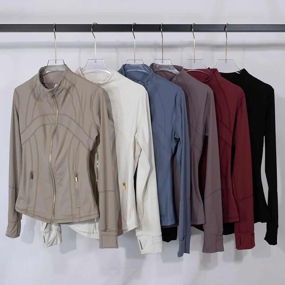 

Outdoor Sports Fitness Gold Zipper Women's Yoga Jacket Sports Jacket Fitness Outdoor Long Sleeve Slim Fit