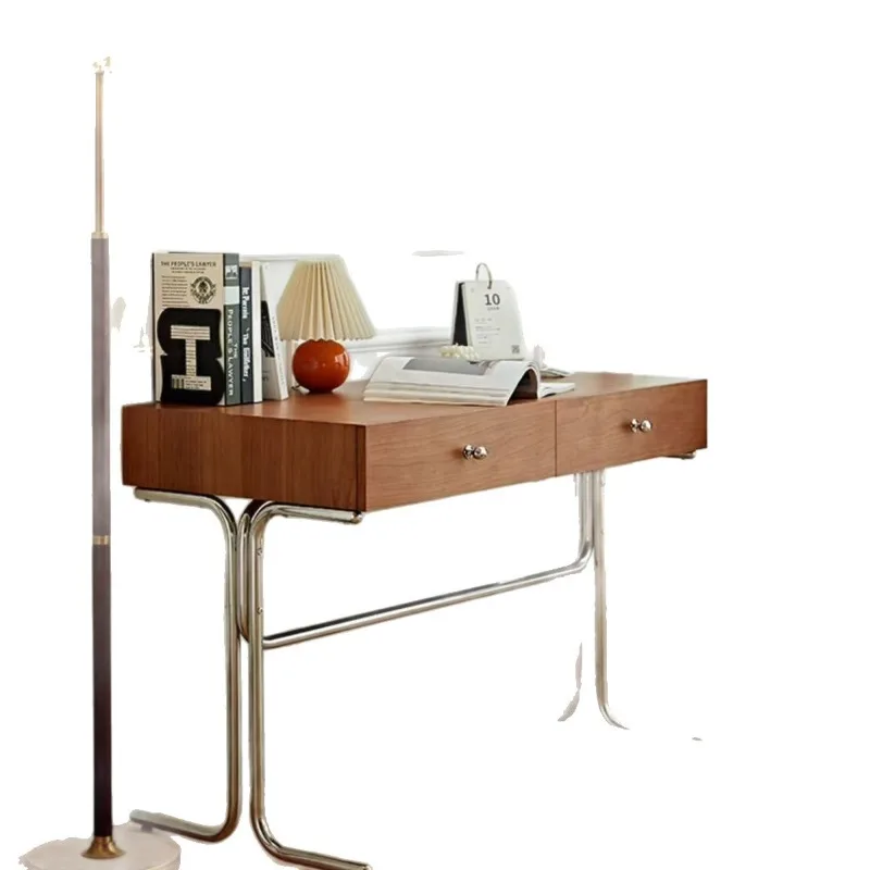 

Retro medieval solid wood desk Small apartment desk Japanese writing Home computer Simple office