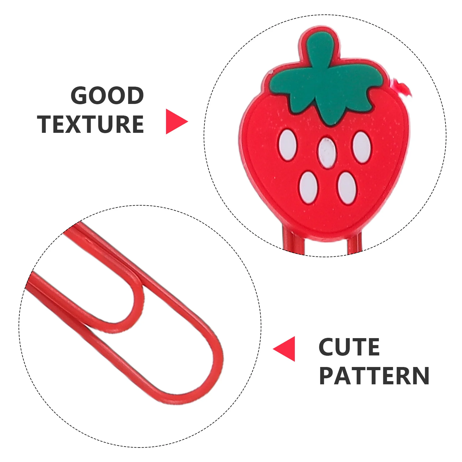 30Pcs Cute Strawberry Paper Clips Colorful Cartoon Paperclips Decorative Note Clip Creative Bookmarks for Students Office