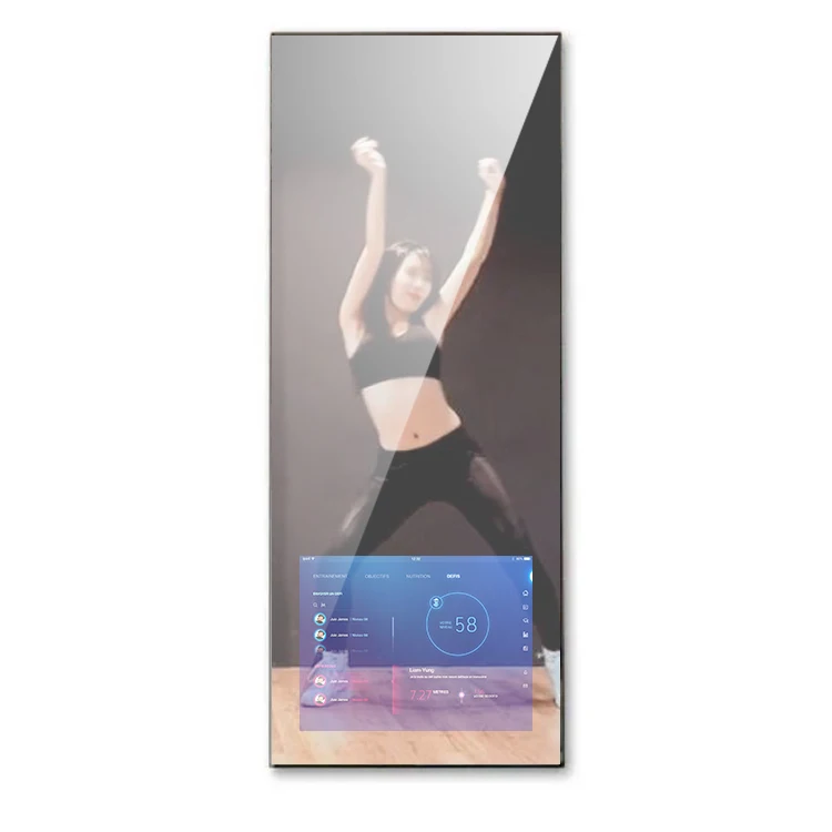 Floor Stand Gym Smart Exercise Magic Mirror Lcd Touch Screen Digital Signage Interactive Fitness Room Mirror