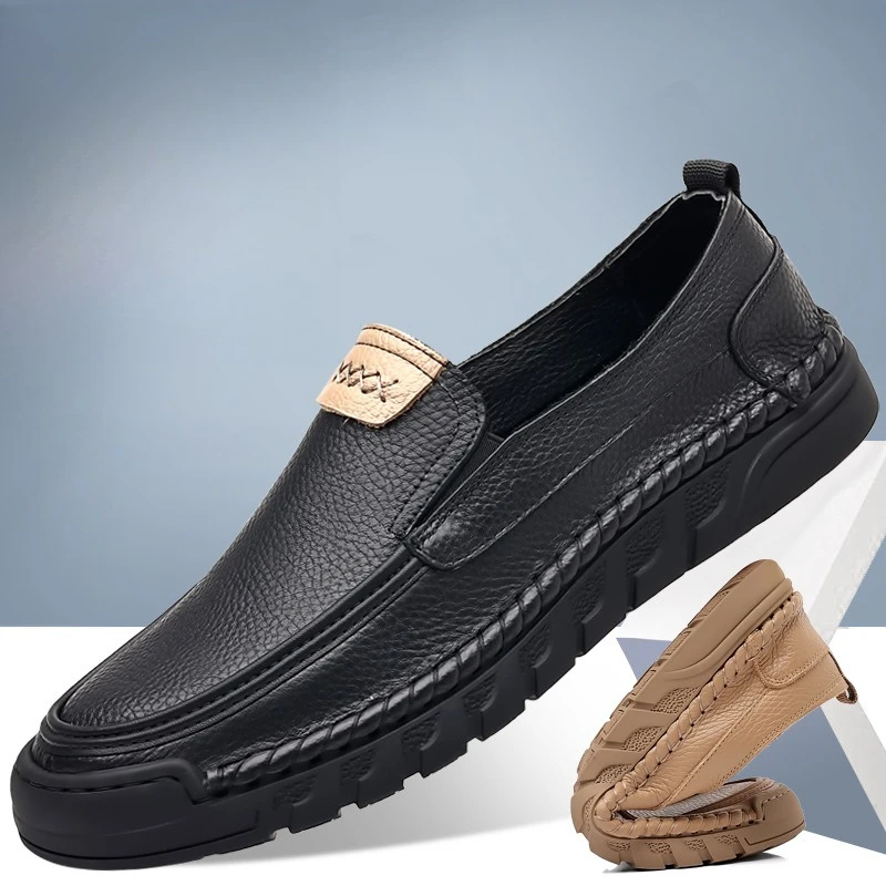 

Solid Color Fashion Casual Loafers for Men Spring Autumn New Designer Leather Shoes Man Soft Sole Business Driving Shoes Male