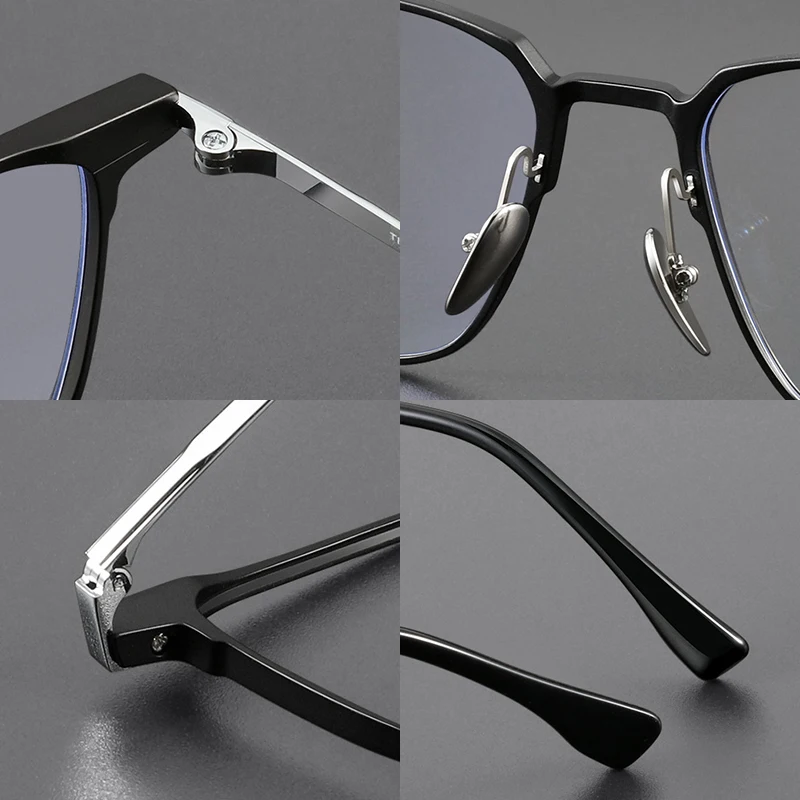 Xbora Ultra-Light Fashion Men\'s Square Glasses Luxurious Pure Titanium Large Size Optical Prescription Glasses Frames 87011
