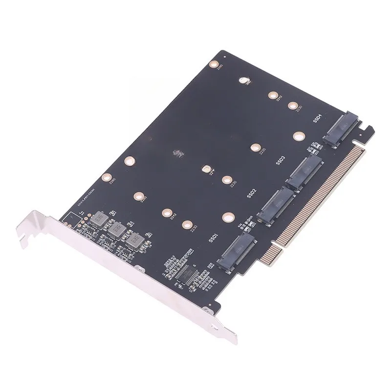 For PCIE 4 0 5 0 x16 Expansion Card Adapter for Four NVMe M2 SSDs with LED Indicators for User Friendly Monitoring