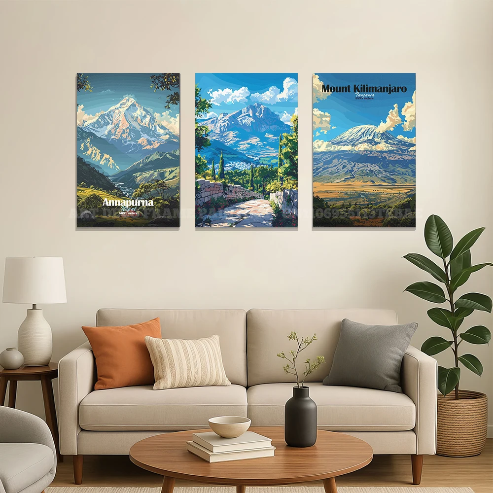 Mountain Landscape Unframed Canvas Wall Art Nature Scenery Peak Poster Print for Living Room Bedroom Home Office Decor
