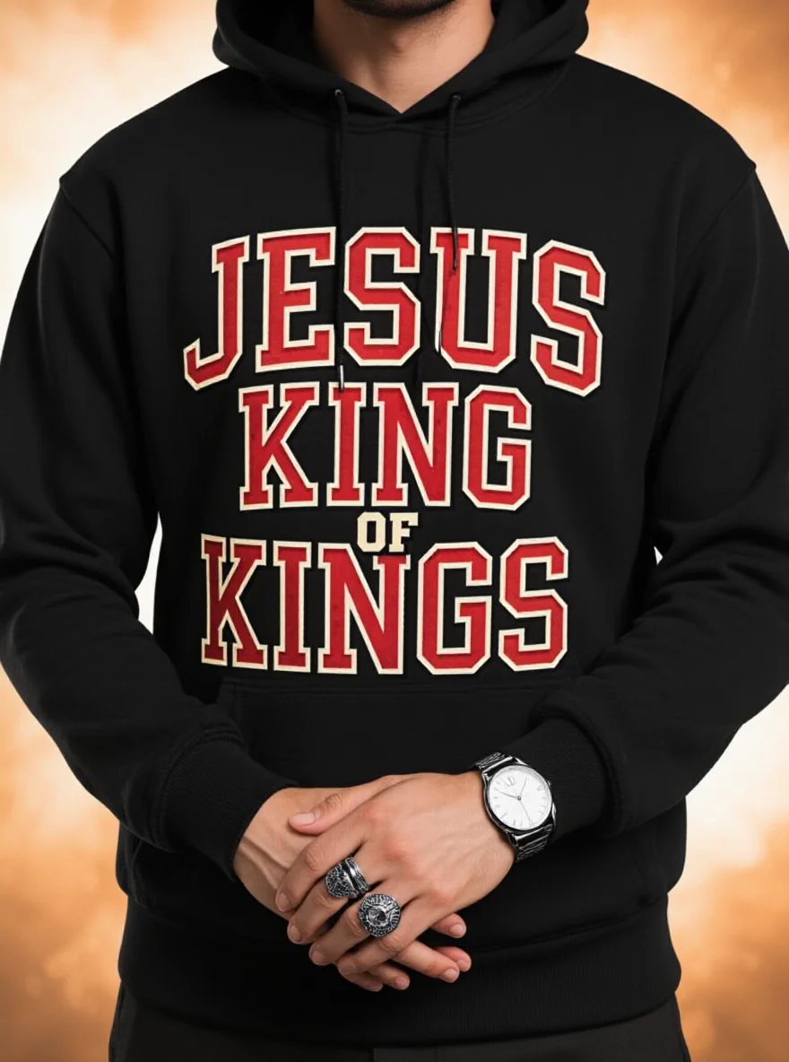 

Мужская толстовка с капюшоном JESUS больших размеров, свободная посадка, не растягивается, жирный текст