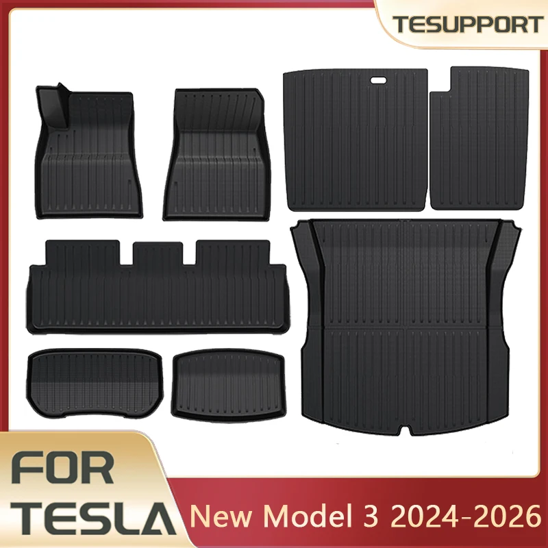 Dywaniki podłogowe i mata do bagażnika do Tesla Model 3 2025 Highland, wodoodporne, antypoślizgowe, podkładki TPE, akcesoria do Modelu 3 2026 Highland