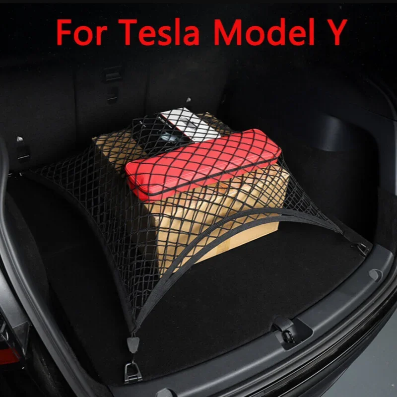 Trunk Cargo Organizer Storage Elastic String Net Mesh Pocket for Tesla model Y