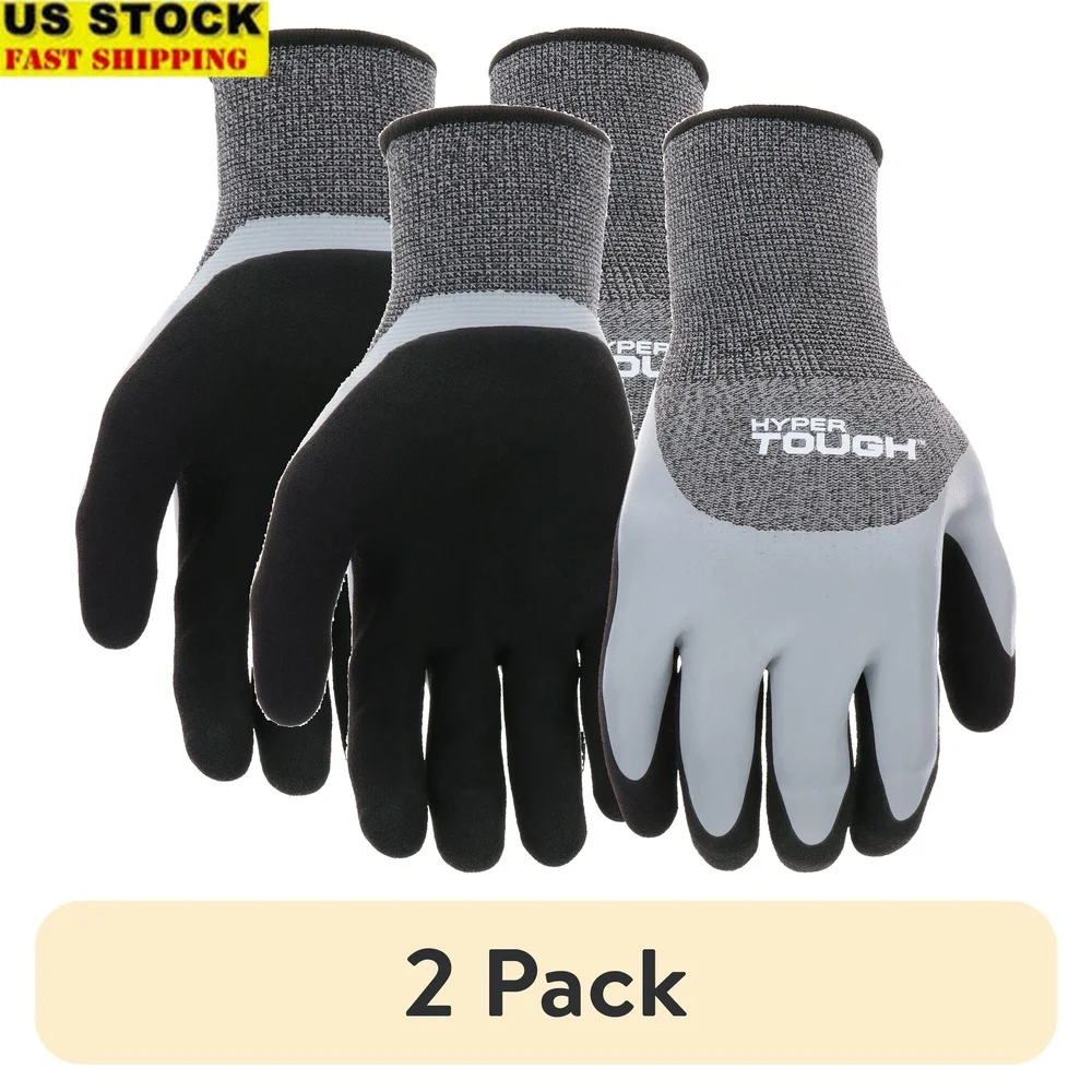

Double Dipped Latex Work Gloves 2 Pack Large Safety Gloves Superior Grip Comfortable Breathable Seamless Knit Cuff Durable