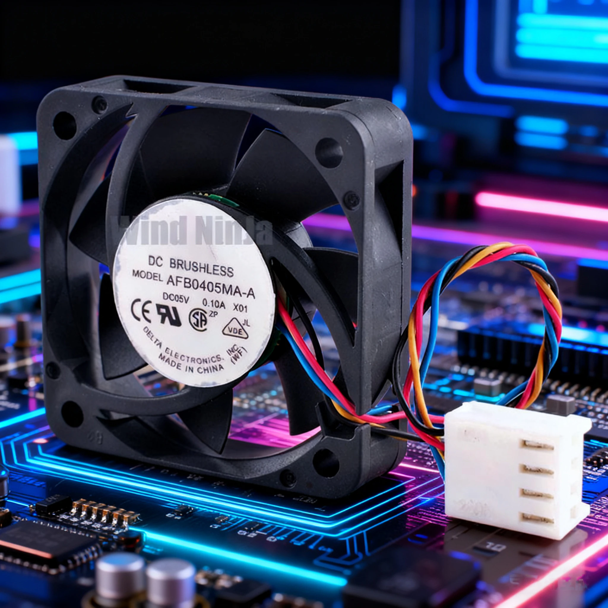 Quiet 4cm/40mm AFB0405MA-A Cooling Fan - DC5V 0.10A 4-Pin Dual Ball Bearing for Chassis CPU Raspberry Pi Computer 40x40x10mm