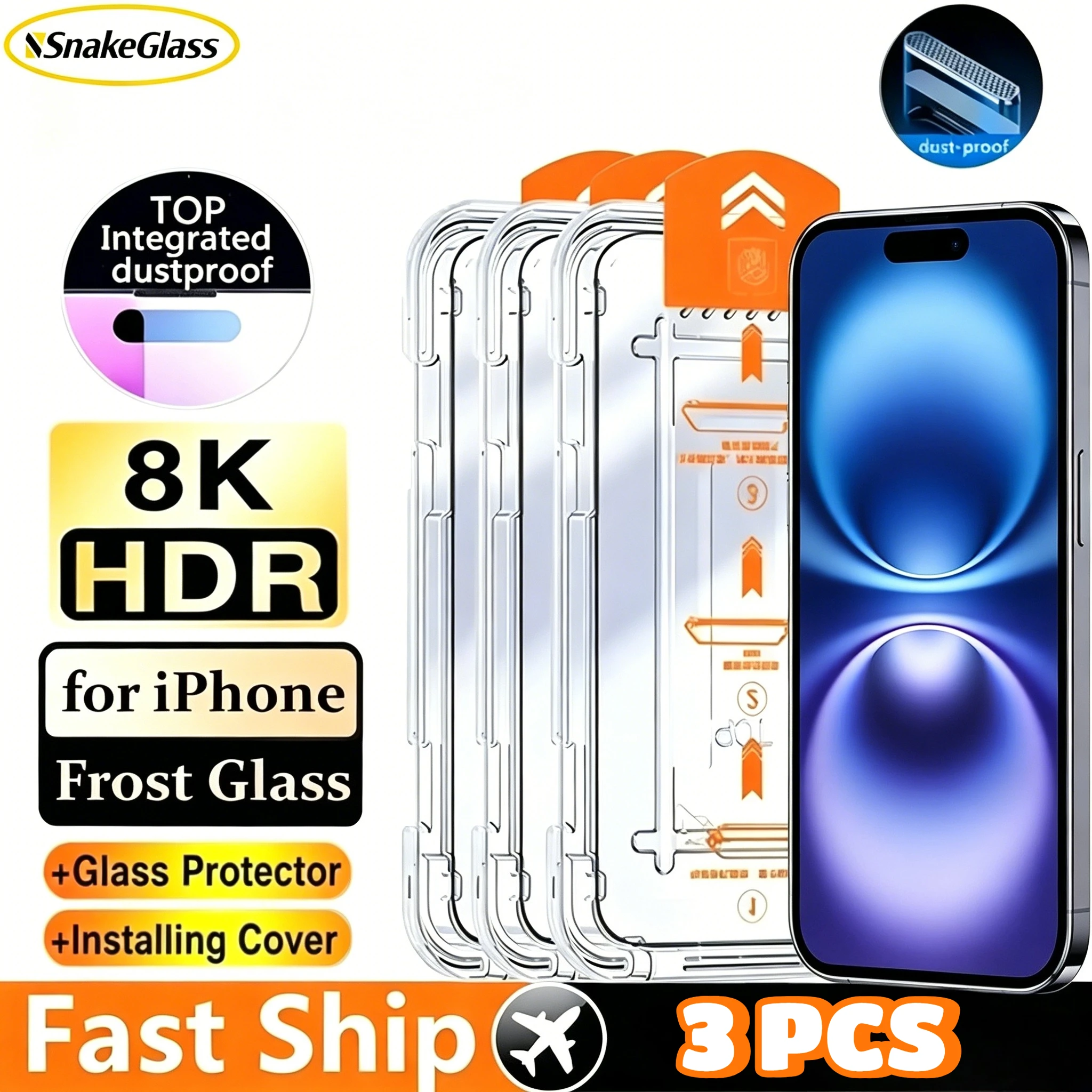 Kit com 3 Películas Protetoras de Tela HD Anti-Quebra de Fácil Instalação para iPhone 17 Pro Max, Air 17E, 16, 15, 14, 13, 12, 11, XS Max, XR, 8, 7