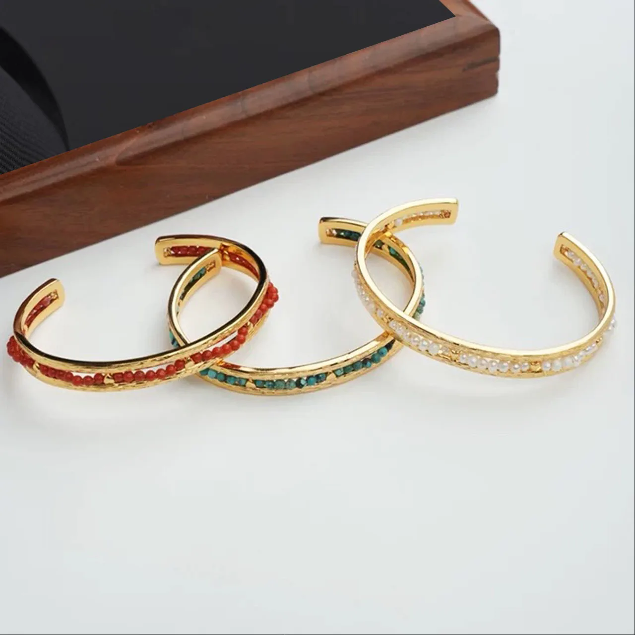 

Jewelry & Accessories OL Style Natural Pearl Hollow Geometric Opening Bracelet For Women And Men's Party Gifts