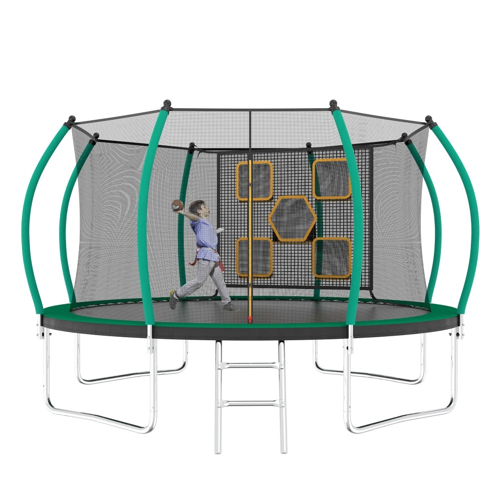 Trampolín de 12 pies con recinto, trampolines recreativos con escalera, trampolín exterior para niños, trampolín para niños