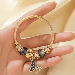 1PC Women's Fashion Pan Family Multi Element Beaded Butterfly Love Crown Bracelet Date Banquet Party Holiday Dressing Gift