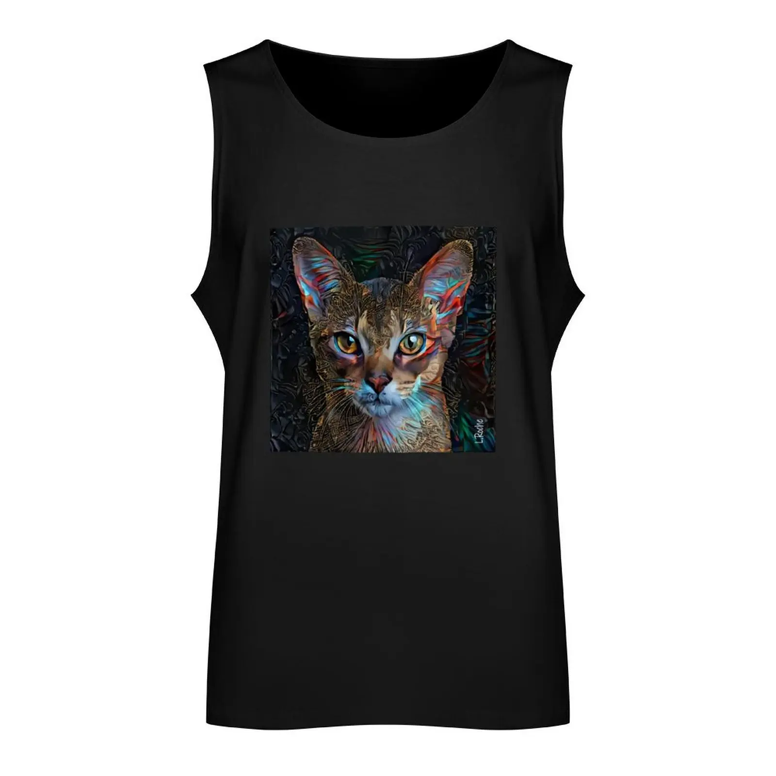 Abby, cat, cat, chat, lea roche paintings Tank Top Sleeveless men summer clothes for men Men's gym t-shirts cotton t-shirts man