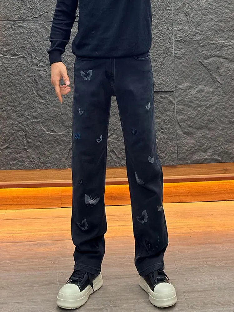 

Retro American Sle Distred Jeans Men Women Loose Straight Leg Embroidered Long Trousers Faion Spring 2026 Casual Loose...