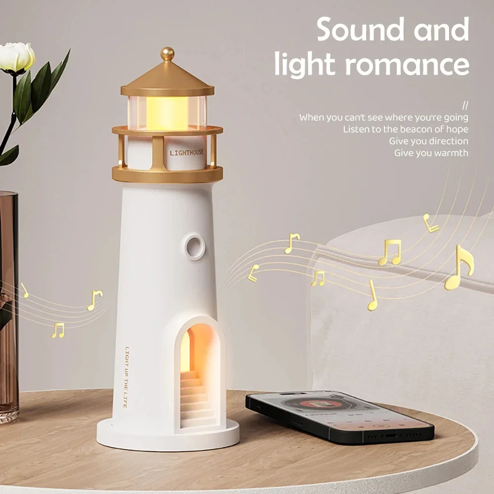 Dimmable Bluetooth Music Motion Sensor Desktop Decor Night Lights Christmas Gift Lighthouse Ambient lights Moon Projection Light