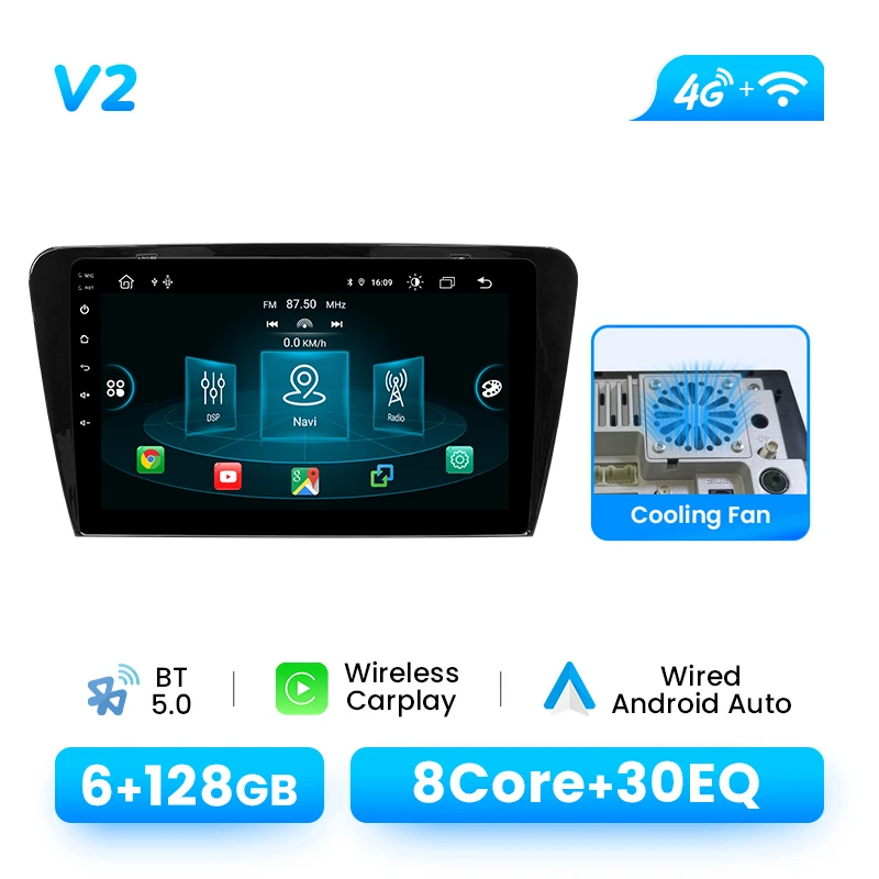 Draadloze CarPlay Android 14 Auto Multimedia Speler Voor SKODA Octavia 3 A7 2013-2018 HD 1280*720 IPS GPS Navigatie DSP AI Voice