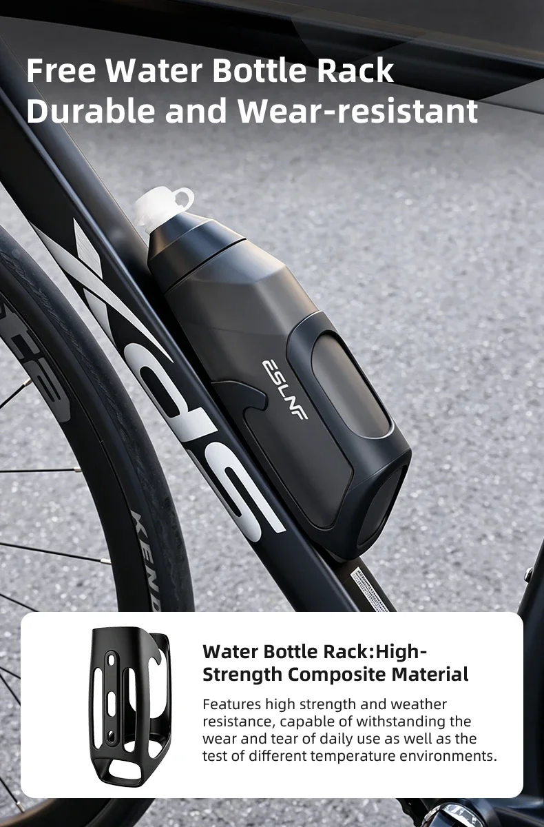 ESLNF 680ML Aerodynamisches Wasserflaschenset aus Lebensmittelqualität PP5 mit Ultraleichtem Carbonfaser-Flaschenhalter Fahrradzubehör – Detail 9
