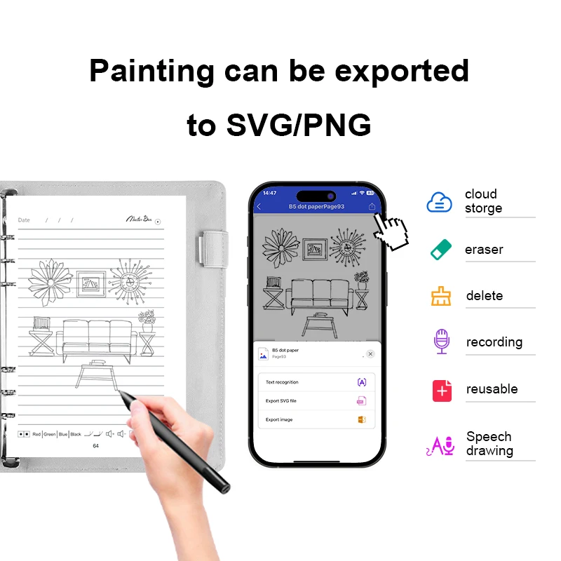 A5 Wireless Charging Smart Notebook AI Drawing Writing Translation Bluetooth Recording Corporate Office Power Notepad with Pen