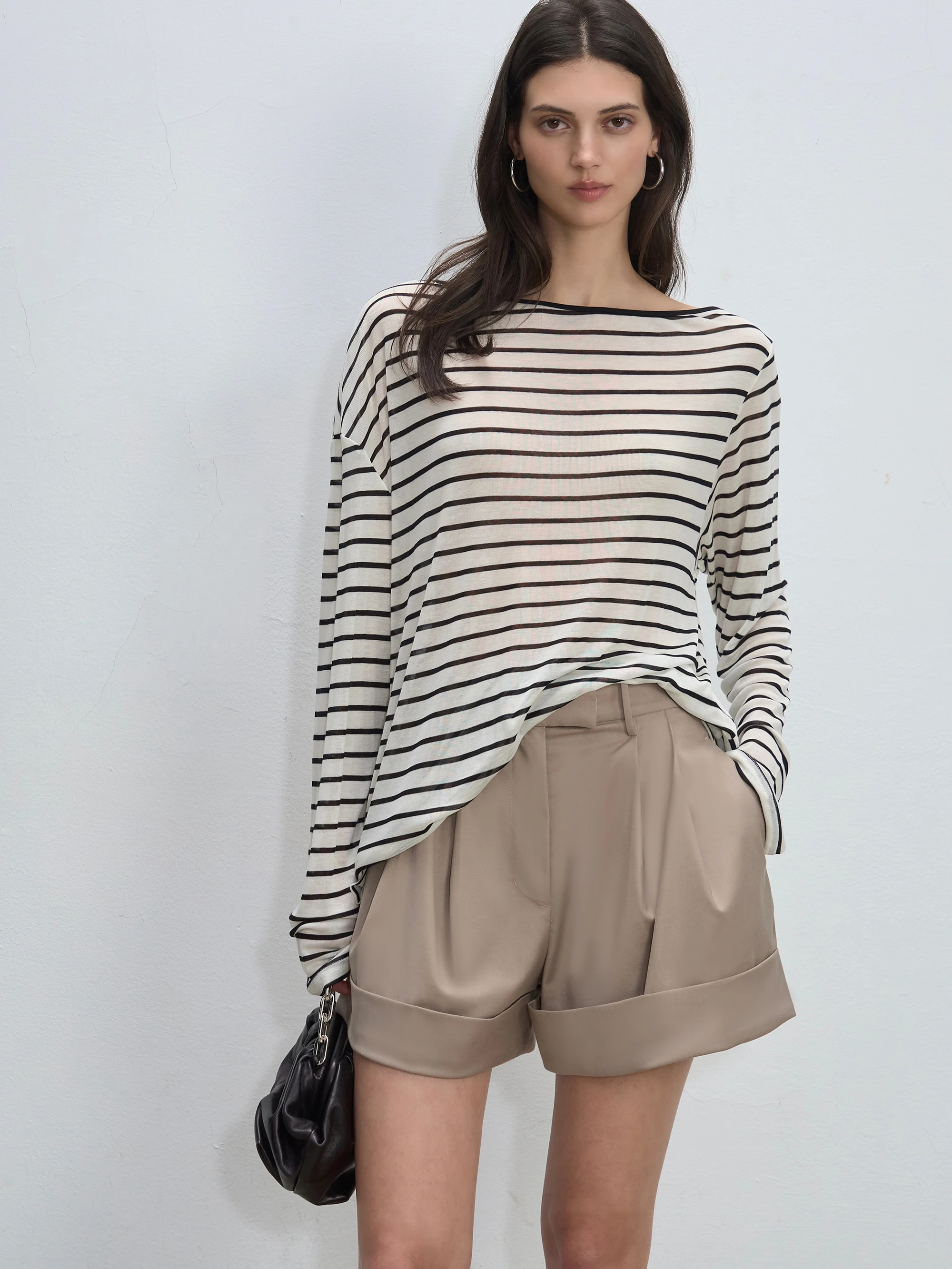 

Женская полосатая футболка DeeSicile с длинным рукавом, летняя, легкая, свободного кроя, с круглым вырезом, классический узор, для повседневной носки