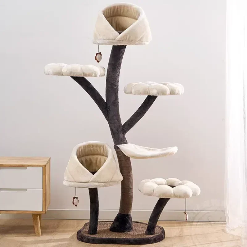 For Cat Tree Modern Flower Floral Cat Tower Multi-Level All-in-One Large Luxury Cat Condo with Sisal  Post for Kitty Gift