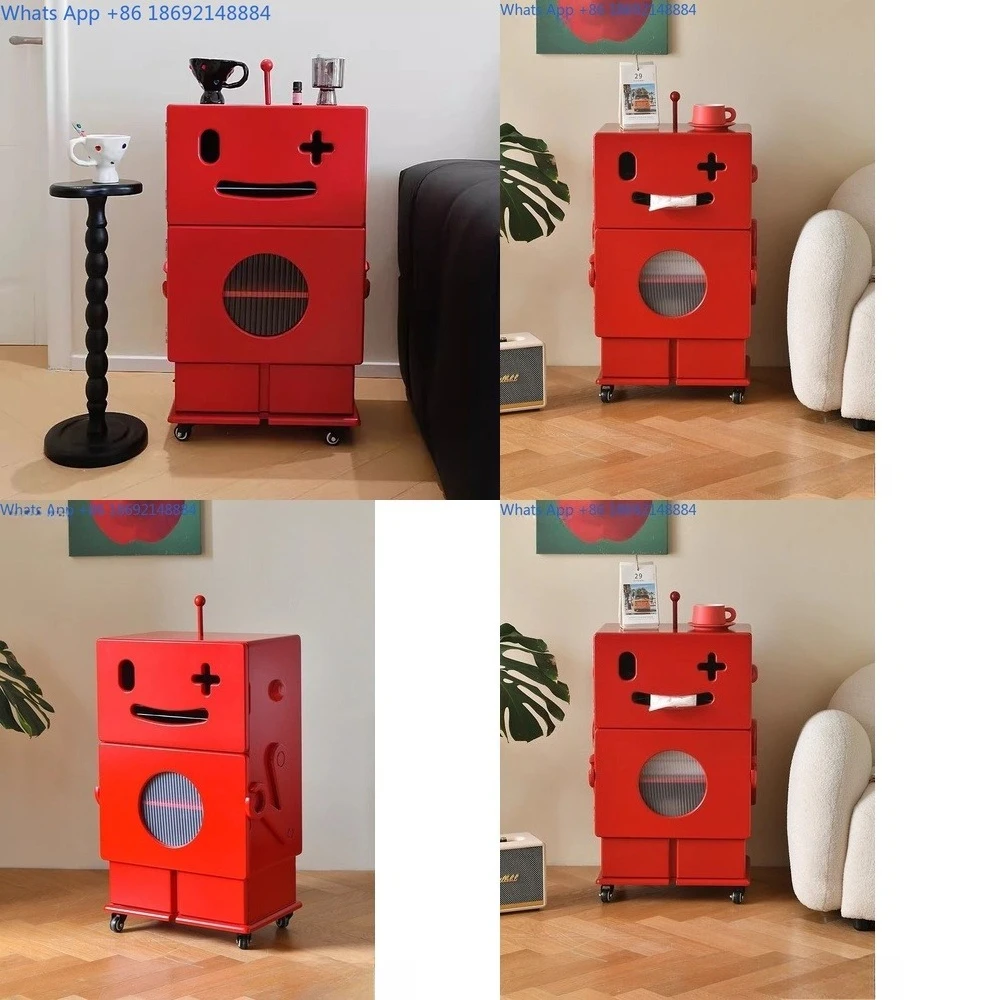 

Modern Minimalist Mobile Robot Cabinet for Living Room Sofa Side Table Bedside Storage Unit