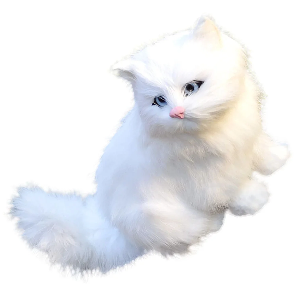 

Children’s Toys Cat Figures Fake Statues Household Adorable Figurines White Realistic Lovely Models