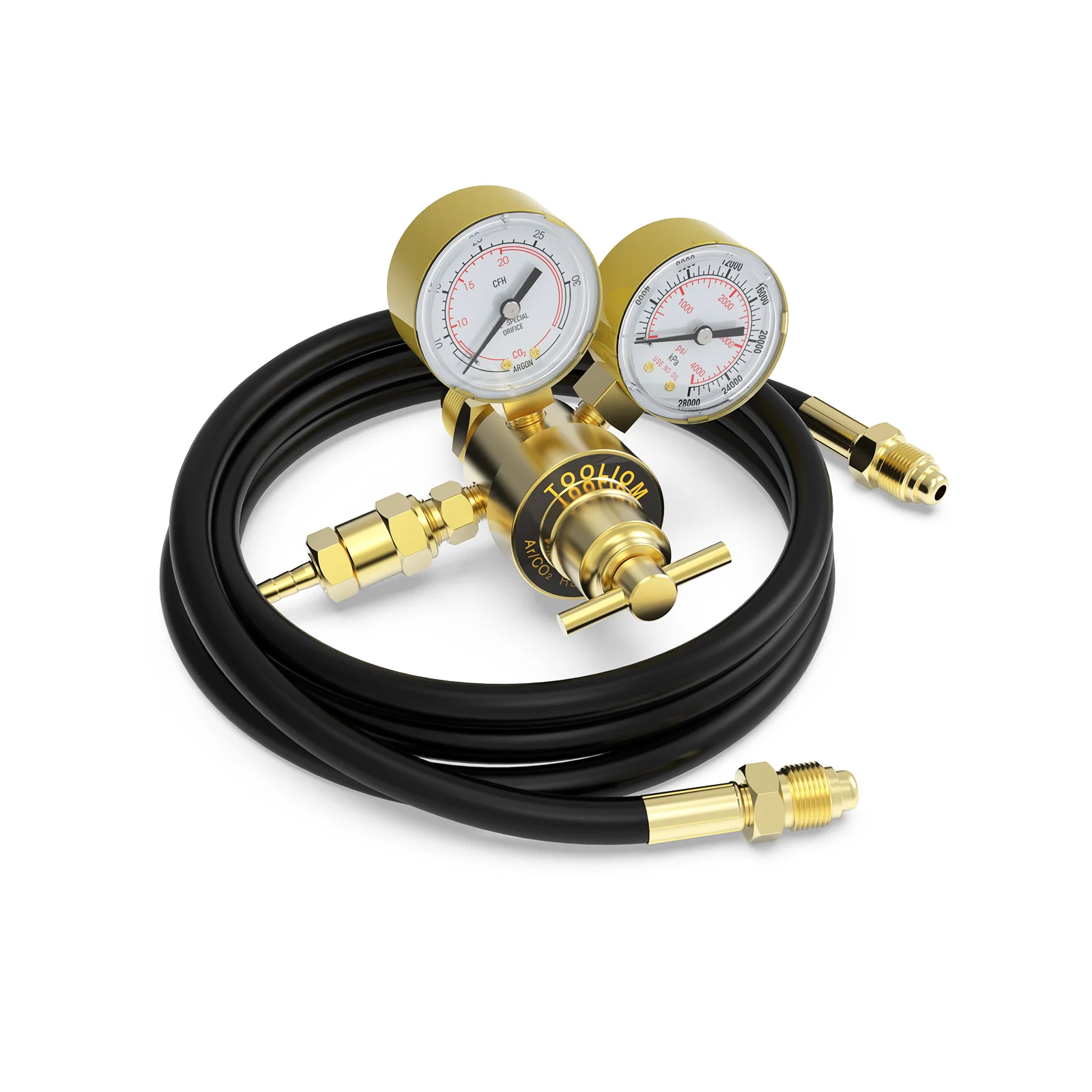 

TOOLIOM Argon CO2 Regulator w/ 6.6ft Hose, MIG/TIG Compatible, CGA580 Inlet, 0-4000 PSI, Precision Flow Control