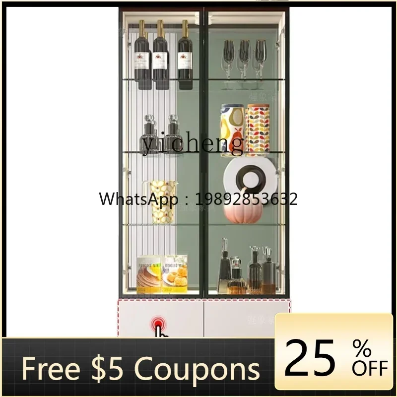 LYY  glass wine cabinet against the wall, living room display cabinet light luxury storage cabinet, dining side cabinet integrat