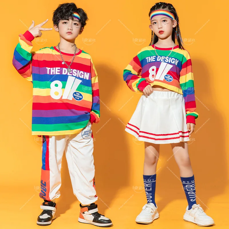 Kids Ballroom Dancing Clothes Hip Hop Costumes for Girls Boys Dancewear Party Stage Outfit Street Dance Wear T Shirt Pants Skirt