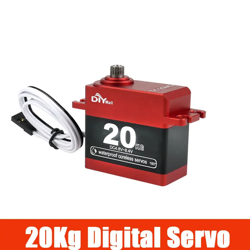 

20kg.cm PWM Digital Servo Waterproof Full Metal Gear High Torque Coreless Motor Standard Servos for 1/8 1/10 RC Car Truck DIY