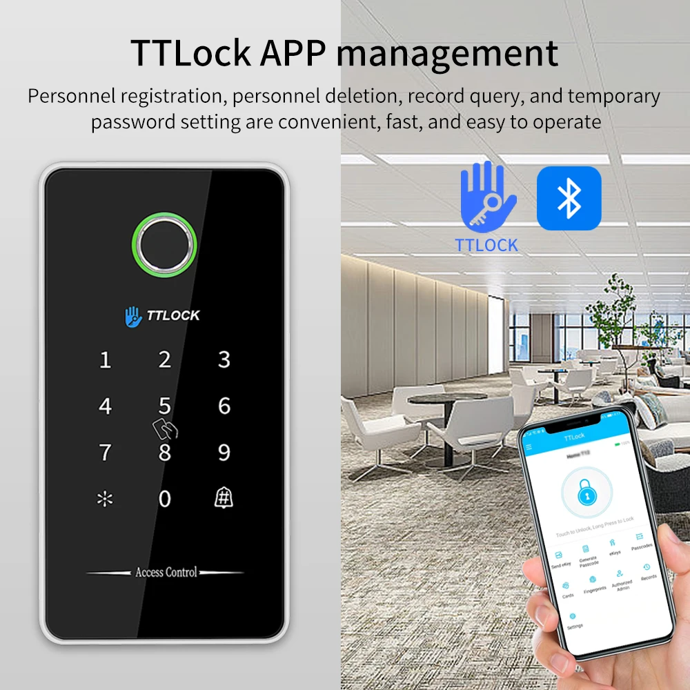 Imagem -05 - Ttlock Smart Fingerprint Lock Controle de Acesso Teclado Ip67 à Prova d Água Leitor de Metal Nfc ao ar Livre Bluetooth Rfid Código Cartão App Desbloquear