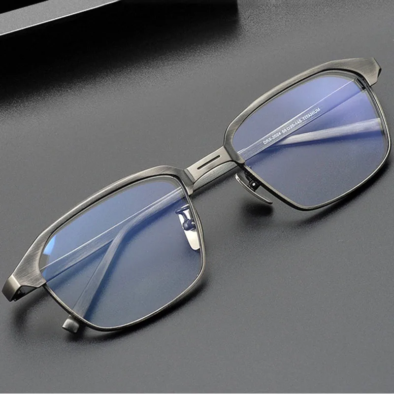 Luxury Brand Eyeglasses New Plus Size Optics Frame Glasses Men Titanium Full Rim Myopia Eyewear Prescription Eyeglass DRX-2024