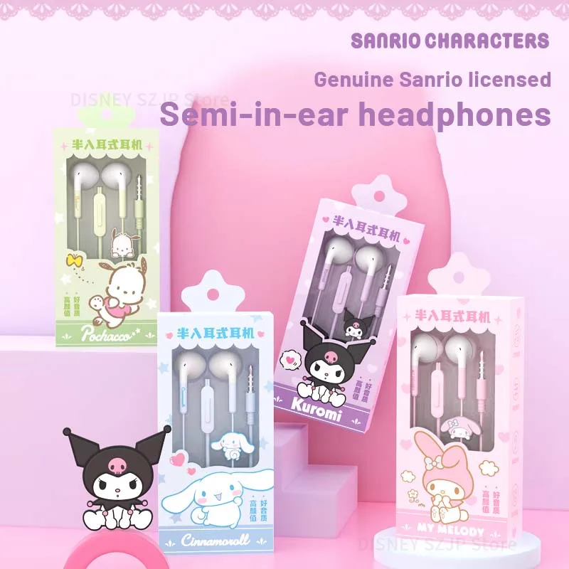 Sanrio Kuromi in-ear Wired Earbuds Cinnamoroll Music Earphones My Melody Kawaii Games Sports Headphones Pochacco Girls Gifts