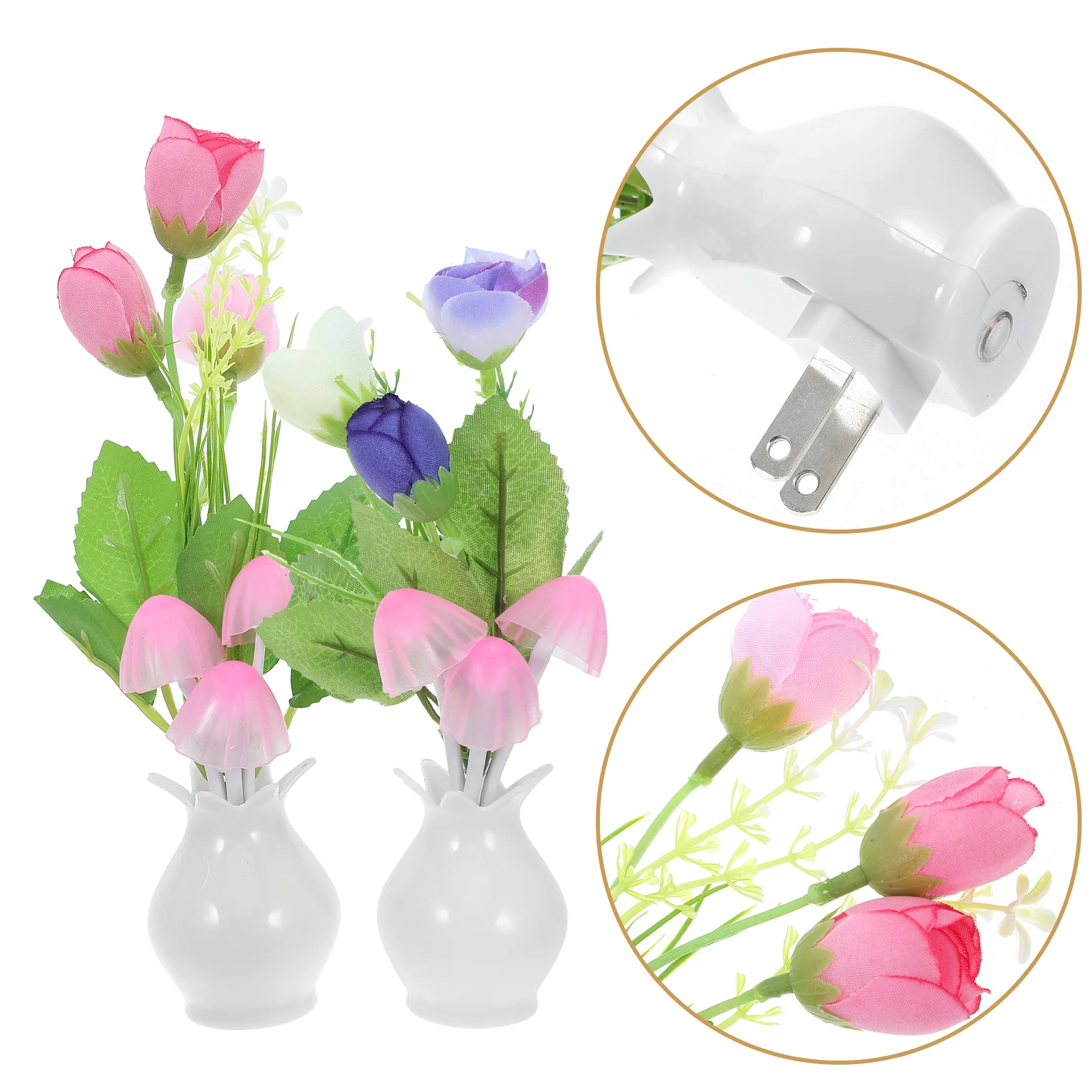 

2pcs Sensor Night Lamp Plug In Decorative Wall Light Bedroom Atmosphere Lamp Led Tabletop Small Night Light Flower Vase Design