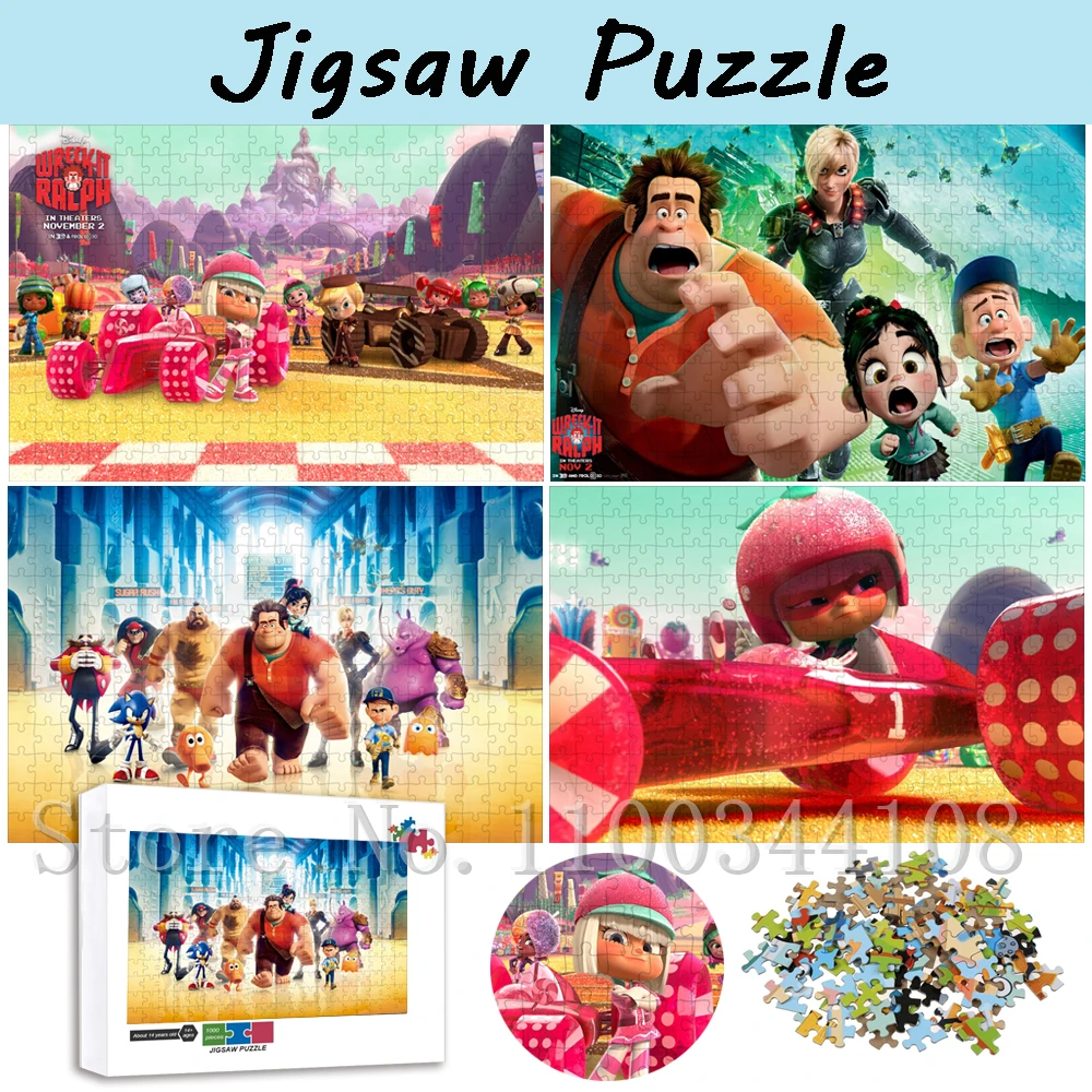 

Disney Movies Wreck-It Ralph Jigsaw Puzzles 300/500/1000Pcs Ralph Winthrop Ashu Sergeant Calhoun Paper Puzzles Kid Education Toy