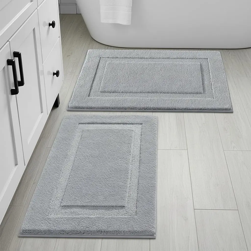 

Soft Fluffy Bathroom Rugs Sets of 2 Pieces 32x20 inch Bath Rugs Non Slip Washable Bath Mats Shower Rug Absorbent Bathru
