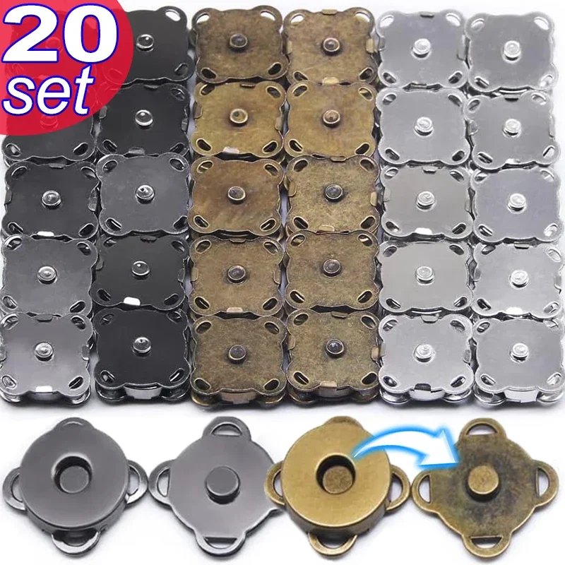 

20sets/lot Magnetic Snap Fasteners Clasps Buttons Handbag Purse Wallet Craft Bags Parts Accessories Adsorption Buckle 14mm 18mm